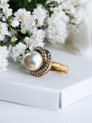 Fayra Accessories Zirkon Taşlı İnci Yüzük