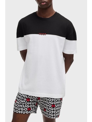 Hugo Streç Pamuklu Renk Bloklu Regular Fit Bisiklet Yaka T Shirt Erkek T Shirt 50534164 001