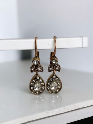 Fayra Accessories Kristal Taşlı Küçük Su Damlası Sallantılı Küpe