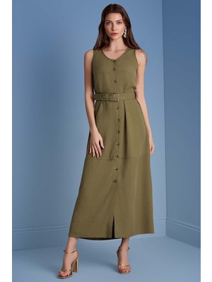 Guitar Kolsuz Haki  Elbise