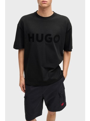 Hugo Logo Baskılı  Pamuk Oversize Fit Bisiklet Yaka T Shirt Erkek T Shirt 50525765 001