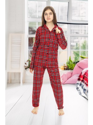 Eftelya Kız Çocuk Ekose Pijama Takımı 12164