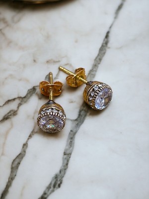 Fayra Accessories Elmas Montür Zirkon Taşlı Tek Taş Küpe