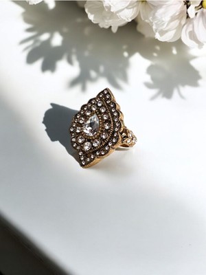 Fayra Accessories Badem Elmas Montür Taşlı Yüzük