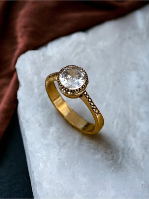 Fayra Accessories Elmas Montür Zirkon Taşlı Tek Taş Yüzük