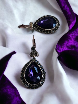 Fayra Accessories Zirkon İşlemeli Zümrüt Su Damlası Küpe