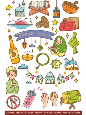 Ayza Tasarım Ramazan Sticker Seti Hoş Geldin Ramazan Duvar Sticker Seti Ramazan Süsü