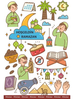 Ayza Tasarım Ramazan Sticker Seti Hoş Geldin Ramazan Duvar Sticker Seti Ramazan Süsü