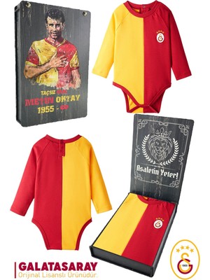 Galatasaray  Uzun Kol Bebek Body Zıbın Metin Oktay Basklı Ahşap Kutulu