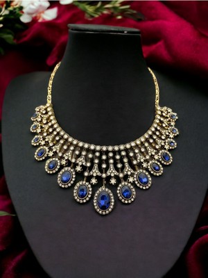 Oval Kesim Zirkon Taşlı Kına Nişan Düğün Gerdanlık