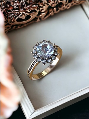Fayra Accessories Kristal Taşlı Güneş Figür Yüzük