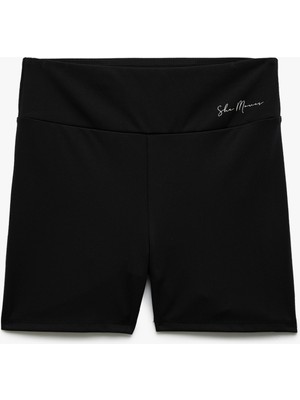 Koton Yüksek Bel Baskılı Slim Fit Biker Spor Tayt