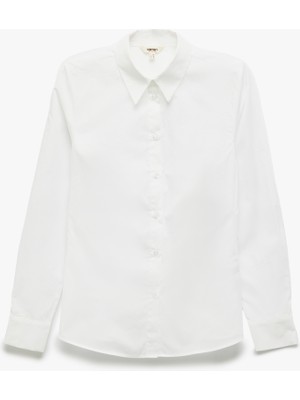 Koton Pamuklu Düğmeli Uzun Kollu Basic Poplin Kadın Gömlek