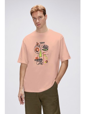 Belirtilmemiş Collis Pembe Erkek Baskılı Tişört