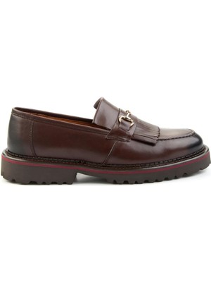Kahve Antik Hakiki Deri Erkek Loafer Ayakkabı E01755132341