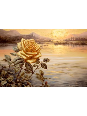 Aden Manzara ve Sarı Gül  Güzelliği Kanvas Tablo