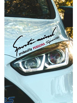 Proton Persona Sport Mind Far Sticker Kırmızı Yazı Şeritli Özel Tasarım Siyah Zemin Persona Yazılı