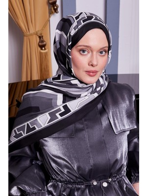 Antrasit Levidor Geometrik Desen Royal Şal