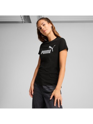 Puma Essentials Kadın Siyah Tişört Düz Desenli Pamuklu Rahat Kesim Günlük Kullanım 631536-01