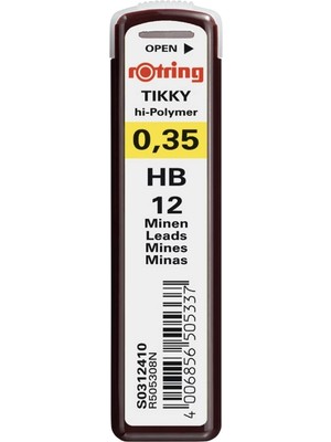 Rotring | 0.3 mm Hb Kalem Ucu, Yüksek Polimer, 12'li Uçlu Kutu