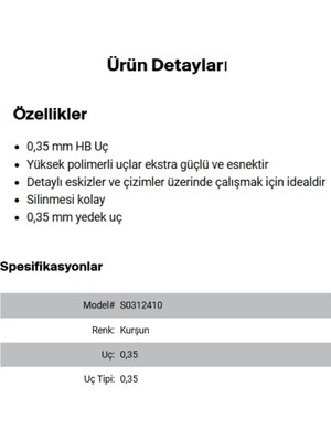 Rotring | 0.3 mm Hb Kalem Ucu, Yüksek Polimer, 12'li Uçlu Kutu