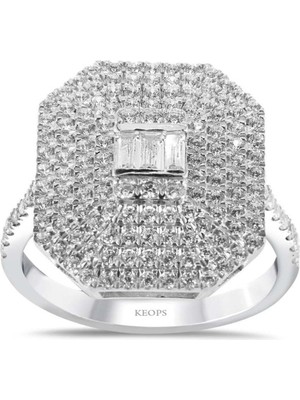 Keops Pırlanta 1 Karat Baget Pırlanta Platform Yüzük
