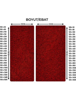 120 x 450 cm  Kırmızı Kıvırcık Paspas-Halı Kaymaz Yolluk Lidya 14MM