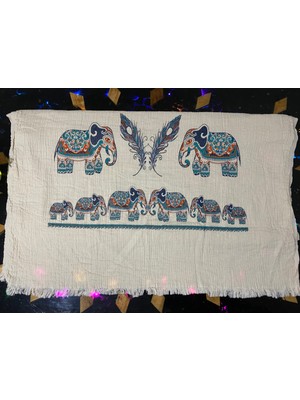 Porsuk Tekstil Plaj Havlusu ,peştemal ( Çift Katlı ) Fil Baskılı