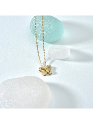 Nox Jewelry 14 Ayar Altın Kaplama Minimal Taşlı Kelebek Kolye - CNS00609