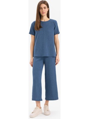 DeFacto Regular Fit 2'li Bürümcük Takım Kısa Kollu Tişört Esnek Belli Kapri Alt F1475AX25SP