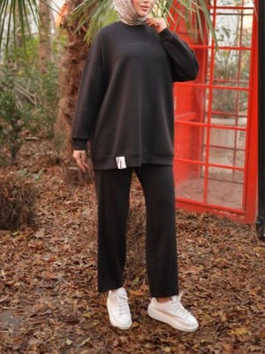 Mac Moda Yazı Baskılı Tunik Salaş Pantolon İkili Kumaş Takım