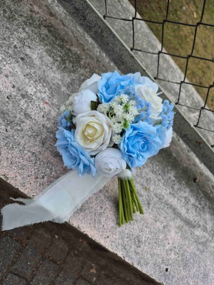 TT Organizasyon Mavi Beyaz Gelinbuketi Gelinçiçeği ve Yakaçiçeği