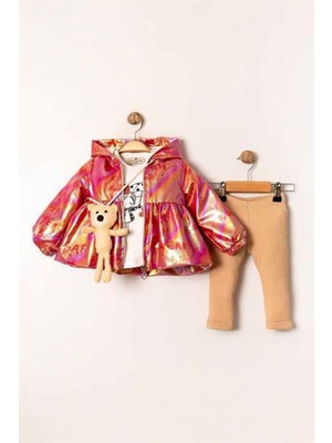 Miniğimin Cicileri Organik Hologramlı Kız Çocuk Ayıcık Aksesuarlı Kız Çocuk 4 lü takım - Kırmızı