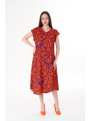 Kadın Kısa Kol Viskon Yazlık Tiril Elbise | Plaj Elbisesi | Ev Elbisesi  |  Tatil Elbisesi