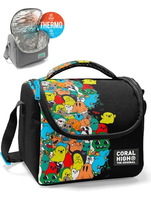 Coral High Siyah Karikatür Desenli Thermo Beslenme Çantası 11790 5 Litre Polyester Malzeme ile Isı Koruma
