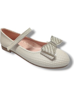 İremsu Baskı Deri Taşlı Fiyonk Çırt Bantlı Kız Çocuk Babet 26-30