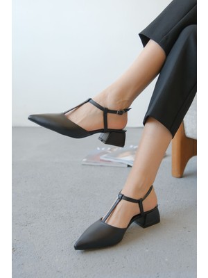 Moda Adam Kadın Moment Kısa Topuku Ayakkabı - Siyah