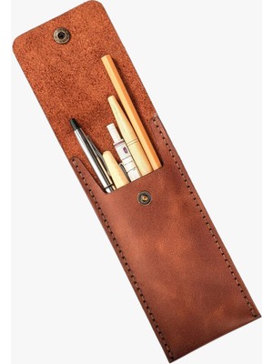 Dery Craft El Yapımı Çıtçıtlı Deri Kalemlik