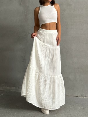 Bejna Kadın Pamuklu Maxi Boy Etek