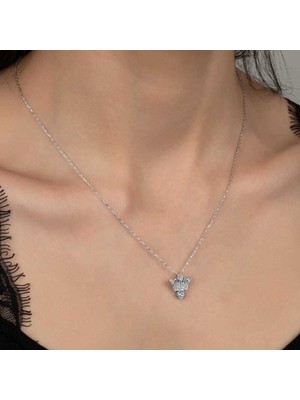 Caseras Kristal Taşlı Gümüş Kral Tacı Kadın Kolye CSR2183672