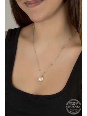 Caseras Kristal Taşlı Top Zincir Gümüş Kadın Kolye CSR2184974