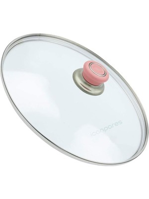 Parmis Tencere Sahan Tava Cam Kapağı Kapak 24 cm Pembe Tutma Tepesi