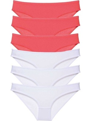 Mbb E-Ticaret 6 Adet Eko Set Likralı Kadın Slip Külot Fuşya Beyaz