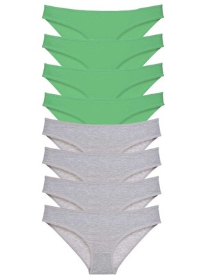 Mbb E-Ticaret 8 Adet Süper Eko Set Likralı Kadın Slip Külot Yeşil Gri