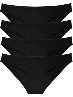 Mbb E-Ticaret 4 Adet Süper Eko Set Likralı Kadın Slip Külot Siyah