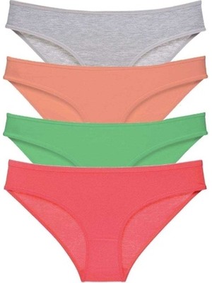 Mbb E-Ticaret 4 Adet Süper Eko Set Likralı Kadın Slip Külot Gri Pudra Yeşil Fuşya