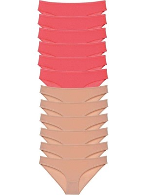 Mbb E-Ticaret 12 Adet Süper Eko Set Likralı Kadın Slip Külot Fuşya Ten