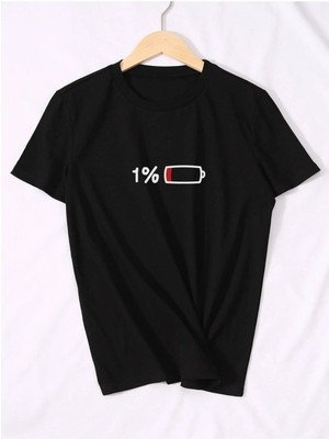 Woodroffe Charging Done Baskılı Unisex Oversize Siyah Salas T-Shirt Boyfriend