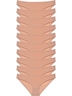 Mbb E-Ticaret 10 Adet Süper Eko Set Likralı Kadın Slip Külot Ten