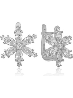 Caseras Gümüş Beyaz Lotus Çiçeği Kadın Küpe CSR2185054